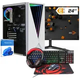 dcl24.de dcl24 Gaming PC Set komplett AMD Ryzen 5 4500, GTX1650 4GB - 500GB SSD, 16GB DDR4, Gamer PC mit 6x4.1 GHz, WLAN, 24" Monitor, Windows 11 Pro