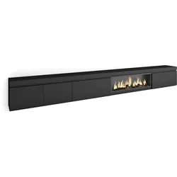 SKRAUT HOME Wohnzimmer TV-Schrank, Viel Stauraum, 368x35x45cm, XXL Elektrokamin, Modern, Schwarz - 514_1481