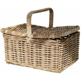 Loberon Korb Mandeure, Handgeflochten, Natürliche Optik, mit Klappbarer Öffnung, Picknikkorb, Einkaufskorb, Aufbewahrung, Rattan, braun
