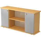 Aktenschrank Sideboard SB 2OH 2 Türen BxTxH 166,1x44,8x84cm Griff SG Buche/Silber silberfarben