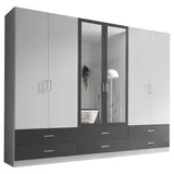 XXXLutz Kleiderschrank Janne weiß Kunststoff, 3 Fächer, 6 Schubladen, 272x211x55 cm Schlafzimmer, Kleiderschränke, Drehtürenschränke