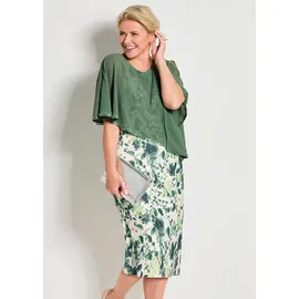 GOLDNER Cocktailkleid mit Chiffonüberwurf Grün/Weiß 19