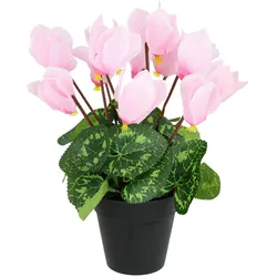 Kunstblume I.GE.A. "Alpenveilchen im Topf", rosa (hellrosa), B:20cm H:28cm L:18cm, Polyester, Kunstpflanzen, Künstliche Blume Dekopflanze Kunstpflanze Pflanze Primeln Seidenblume
