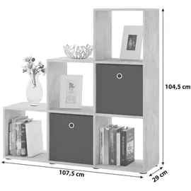 VCM Mid.you Raumteiler Eiche, 3 Fächer 107.5x104.5x29 cm, , Wohnzimmer, Regale,