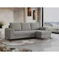 MKS MÖBEL Ecksofa HUGO, Set, Couch, Schlaffunktion, Lose Kissen, Bettkasten, T30-Schaum, mit Bettfunktion, mit Bonellfedern, Ecksofa L-form grau