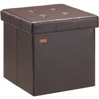 CASARIA Faltbarer Sitzhocker mit Stauraum Kunstleder Braun