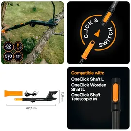 Fiskars Gartenschere Adapterbaumschere OneClick L.427mm Schneidleist.32mm