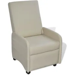 vidaXL Ausklappbarer Sessel Creme Kunstleder