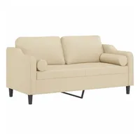 VidaXL 2-Sitzer-Sofa mit Zierkissen Creme 140 cm Stoff