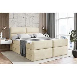 altdecor Boxspringbett mit Matratze, Topper, Polsterbett mit, Bettkasten BOXI3-Z KING | Beige Holzwerkstoff, Höhe ca. 20 cm 140x200 cm, Schlafzimmer, Betten, Boxspringbetten