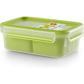 Emsa CLIP & GO Snackbox 1,0 L, mit 2 Einsätzen, 1 l, Transparent, Hellgrün, Made in Germany, 518101