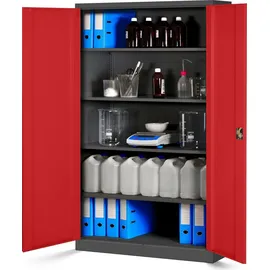 Jan Nowak C001II Aktenschrank 185 x 115 x 40 cm anthrazit/rot