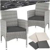 Tectake Rattansessel 57 x 59 x 85 cm 2 St. inkl. Sitzbezüge 4 St. hellgrau/creme