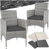 Tectake Rattansessel 57 x 59 x 85 cm 2 St. inkl. Sitzbezüge 4 St. hellgrau/creme