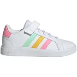 Adidas Grand Court Elastic Lace and Top Strap Shoes Tennisschuhe, Cloud White/Pulse Mint/Beam Pink, 33 EU