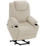 MCombo M MCombo Fernsehsessel mit Aufstehhilfe Elektrisch, Relaxsessel mit Liegefunktion bis 140°sessel mit Aufstehhilfe, mit Massage & Heizung, Knopf & Fernbedienung Verstellbar, 7040 (Stoff, Beige)