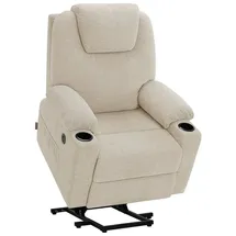 MCombo M MCombo Fernsehsessel mit Aufstehhilfe Elektrisch, Relaxsessel mit Liegefunktion bis 140°sessel mit Aufstehhilfe, mit Massage & Heizung, Knopf & Fernbedienung Verstellbar, 7040 (Stoff, Beige)