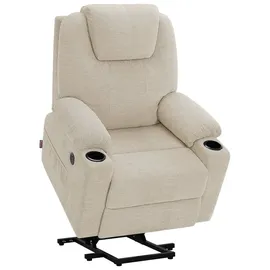 MCombo M MCombo Fernsehsessel mit Aufstehhilfe Elektrisch, Relaxsessel mit Liegefunktion bis 140°sessel mit Aufstehhilfe, mit Massage & Heizung, Knopf & Fernbedienung Verstellbar, 7040 (Stoff, Beige)