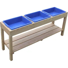 Axi Sand und Wassertisch mit 3 Behältern Naturbraun Behälter Blau
