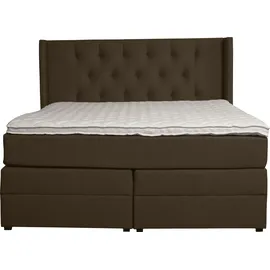 Home Affaire Boxspringbett HOME AFFAIRE "Elegance", braun (dunkelbraun), B:181cm L:210cm, Samtoptik (100% Polyester);Struktur (100% Polyester), Komplettbetten, Boxspringbett, mit schöner Knopfheftung, in den Härtegraden H2 & H3, inkl. Schubladen