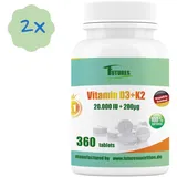 2x 360 Tablets Nahrungsergänzungsmittel Vitamin D3 20,000 IU Vitamin K2