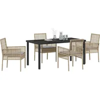vidaXL Garten Essset mit Kissen Beige Poly Rattan