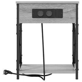 vidaXL Nachttisch mit Ladestation Grau Sonoma 41 x 31 x 51 cm