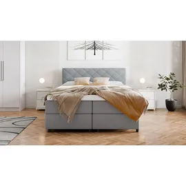 panda möbel BOXSPRINGBETT Diamaro 160x200 cm mit Bettkasten und Topper - Hellgrau - Hellgrau
