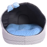 Z4L WauWau Katzen und Hundehöhle gemütlich Farbe blau Minky, weiß Hundehütte Katzenhütte 50cm x 60cm Höhlenbett Kuschlig