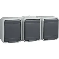 Elso 455809 Steckdose 3-fach 16A waagerecht AquaTop Schraubklemme, licht/basaltgrau