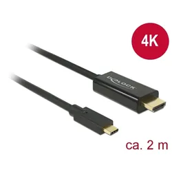 Delock USB Typ-C Stecker < HDMI Stecker (DP Alt Mode) 4K 30Hz, 2m, schwarz