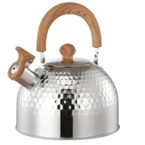 Edelstahl Wasserkessel mit Pfeifton 2L/3L/4L Teekessel mit Isoliertem Griff für Gasherd Induktion Camping Kaffeekanne mit Spritzschutz Design(4000ML)