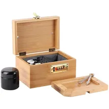 luxuskollektion Bambusbox Zahlenschloss Glasbehälter Weihnachtsgeschenk 17 x 12 x 10cm
