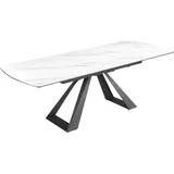 riess-ambiente Ausziehbarer Esstisch CONCORD 180-230cm weiß Keramik Marmor-Design schwarz Metall - Weiß