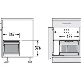 HAILO Abfallsammler 3644801 30 Liter Raumspar Tandem S plus 18/12 - Hellgrau