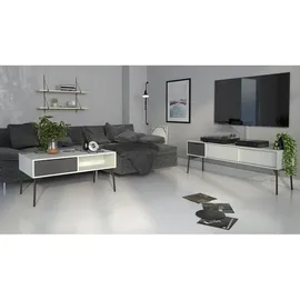 VCM ebuy24 Elly TV Tisch 2 Schiebetüren 1 Schublade Mattweiß Grau