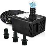 Costway Aquarium Pumpe 22 W, Mini Wasserpumpe 900 L/h mit 2,2m hohem Hub, 3 Düsen, Trinkbrunnen 22 W - 900 L/H