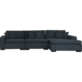 Home Affaire Ottomane HOME AFFAIRE "Skara L-Form", blau (graublau), B:310cm H:86cm T:100cm, 100% Polyester, Sofas, Ottomane, Lounge-Sofa mit Federkernpolsterung, in vielen Bezugsvarianten