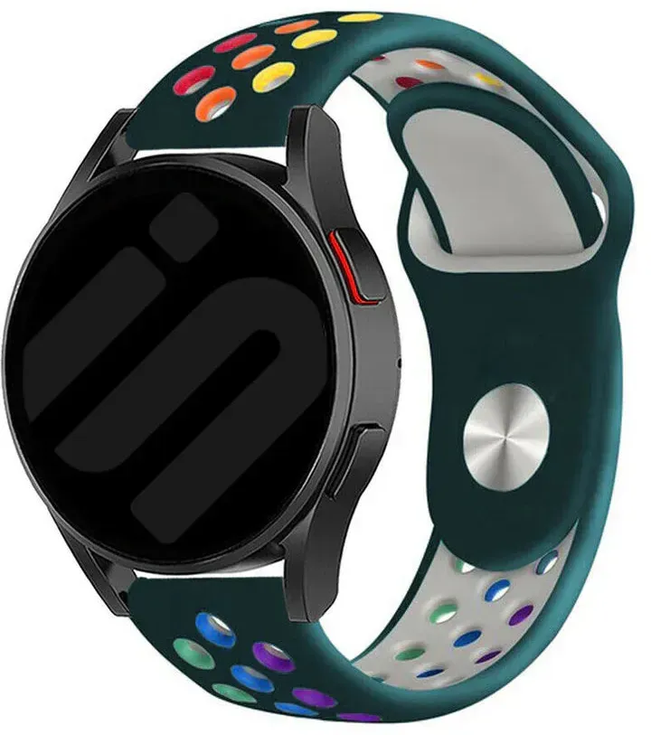 Strap-it Motorola Moto Watch - 47mm Armband Silikon 'Sport' für Motorola Moto Watch  - 47mm - Viridiangrün/bunt - Druckknopf Verschluss