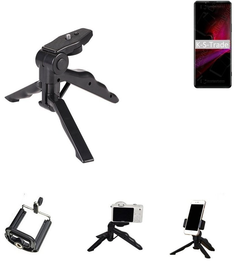 K-S-Trade für Sony Xperia 1 III Smartphone-Halterung, (Stativ Tisch-Ständer Dreibein Handy-Stativ Ständer Mini-Stativ) schwarz