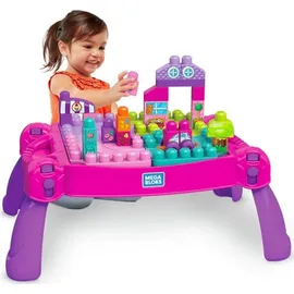 Mega Brands MEGA Bloks Bau- und Stapelspaß, Bau- und Spieltisch, inklusive 30 Bausteine, rosa, Spielzeug ab 1 Jahr, FFG22