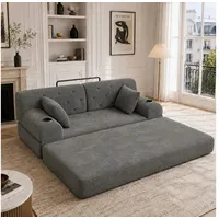 STILVORA Schlafsofa 2-Sitzer-Sofa mit 2 Getränkehaltern Relaxsofa aus Cord, dunkelgrau grau