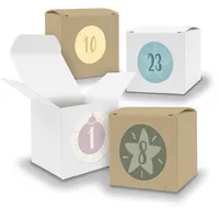 Adventskalender zum Füllen 24x Würfel WEISS BRAUN 650mm u Stickerbogen V06 Z17