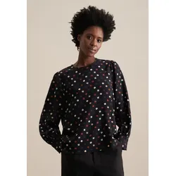 Shirtbluse »Schwarze Rose«, Langarm Rundhals Druck, Gr. XS (34), Schwarz, , 60051257-34
