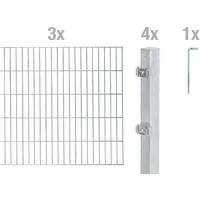 GAH Alberts Doppelstabmattenzaun 600 x 140 cm Silber/Metall