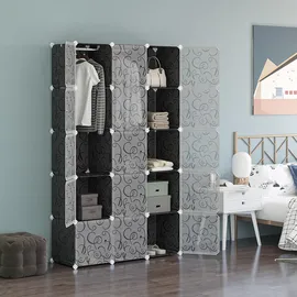 Homcom DIY Kleiderschrank Regalsystem 111 x 47 x 183 cm Schwarz