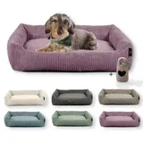 Rohrschneider Hundebett waschbar, robuster Breit-Cordstoff mit Gratis-Beigabe