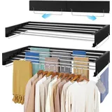Schwarzes Wandtrocknergestell, 100 cm, 6 Edelstahlstangen, klappbar - Schwarz