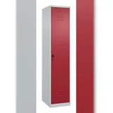 C+P Spind Classic PLUS, 1 Abteil, HxBxT 185x40x50cm, Sicherheitsdrehriegel, Hellgrau/Rubinrot von PROREGAL