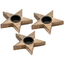 amagohome Teelichthalter 3er Set Mangoholz Braun